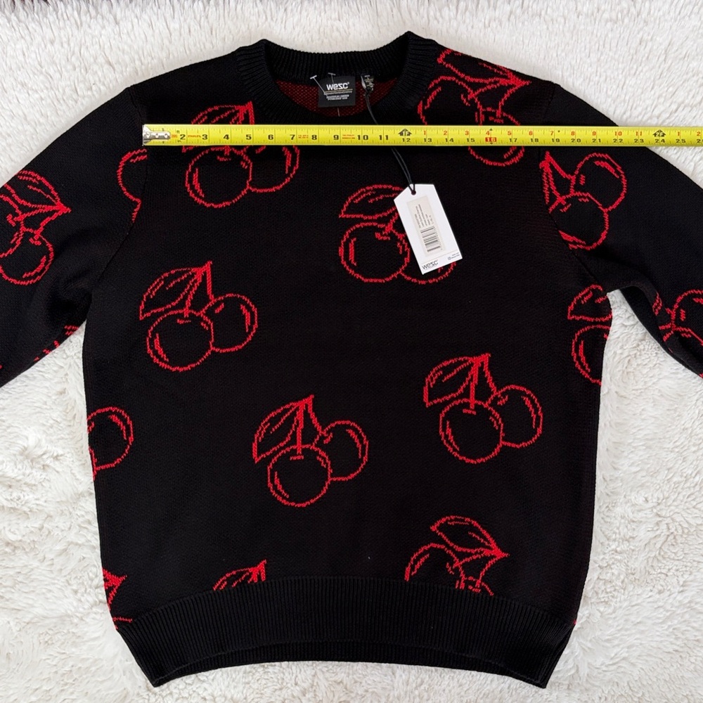 WESC,Size XL,Black Sweater with Red Cherry Pattern - Picture 12 of 17